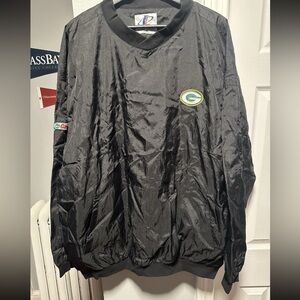 NFL Vintage 90s Green Bay Packers Nylon Pull Over Sweater Size 2XL